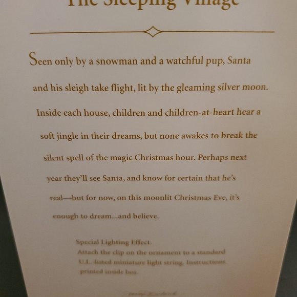 New Hallmark Keepsake "The Sleeping Village" Christmas Ornament - Picture 2 of 4